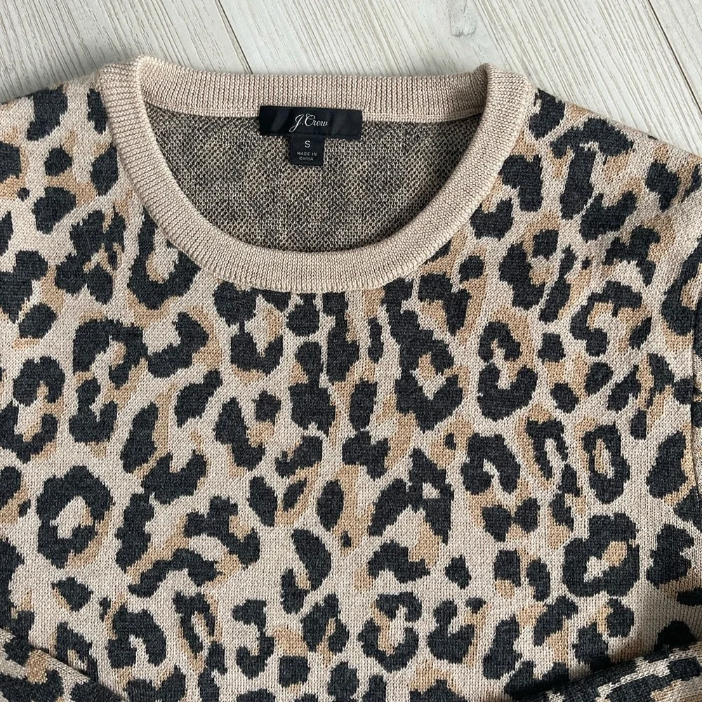 NEW J.Crew: Merino Wool Crewneck Sweatshirt In Leopard